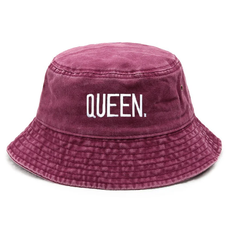 Bucket Hat Embroidered - カスタマイズ可能なクイーンウォッシュドヴィンテージバケットハット、ニューカップルレター刺繍入りヒップホップスタイルハット、アウトドアコットンファッションフィッシングキャップ