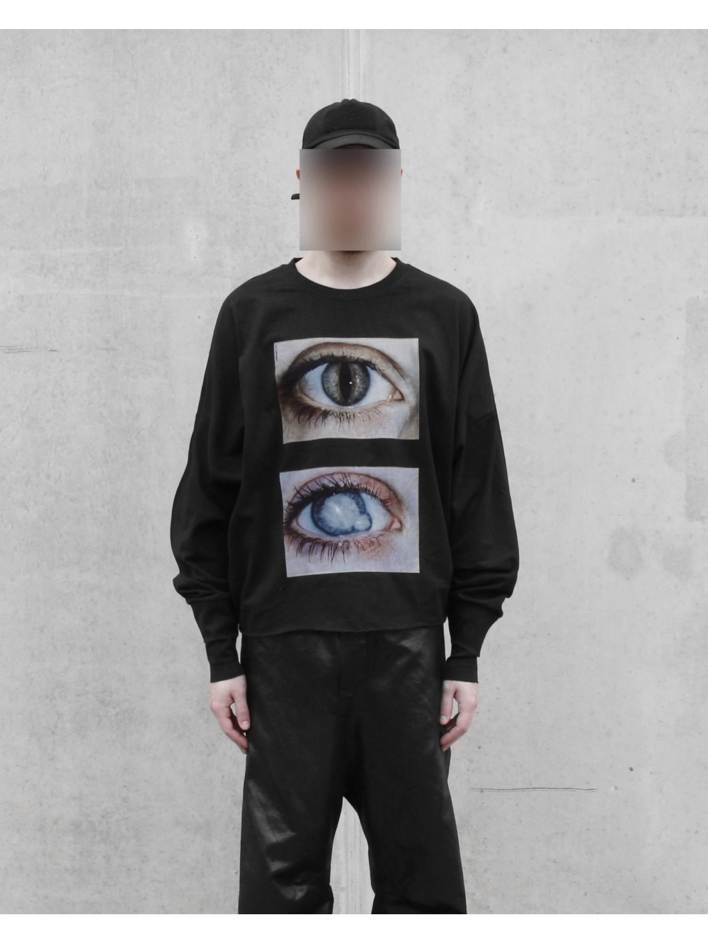 Street Fashion Men - 2026年新作 ダークゴシック リアリスティック ダブルアイプリント 長袖トップス パンクストリートトレンドファッション