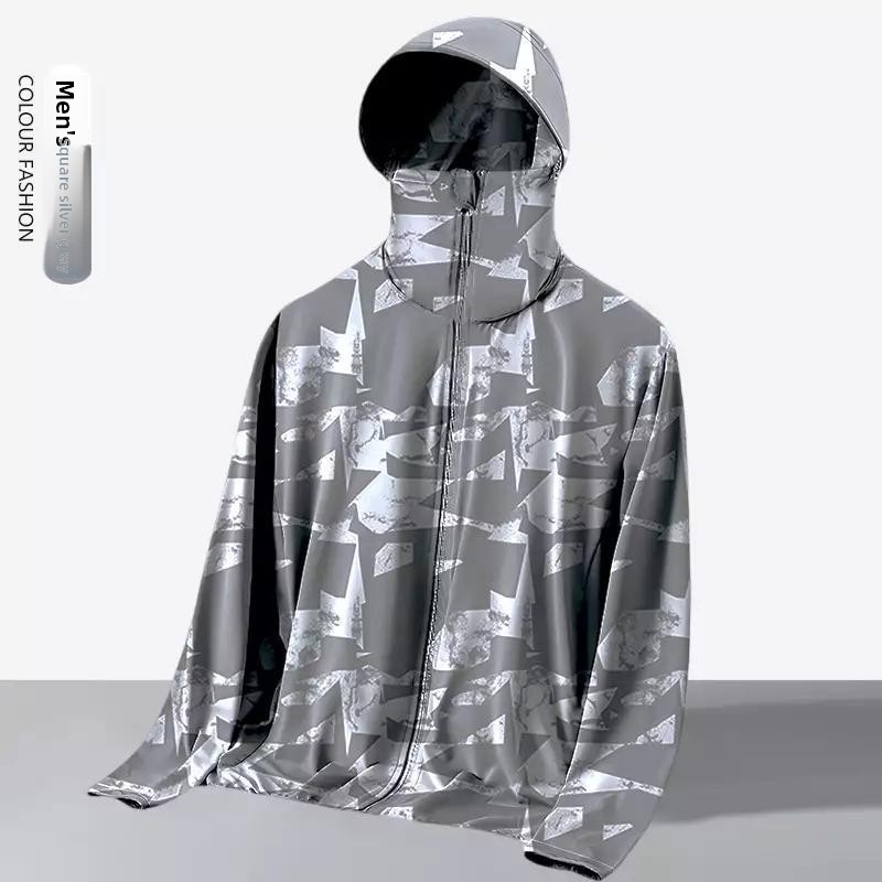 Reflective Jacket Running - ユニセックス サマー ルーズフィット フード付き アウトドア 日焼け防止ジャケット