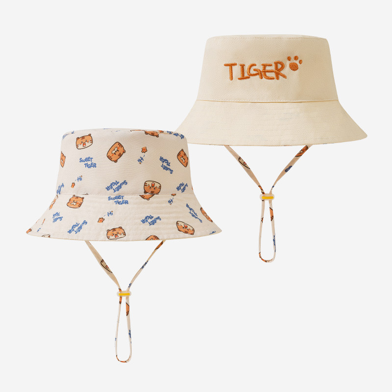 Bucket Hat Embroidered - 文字刺繍入りベビーバケットハット両面プリント幼児用ベビーボーイズガールズフィッシャーマンキャップキュートプリントキッズサンハット