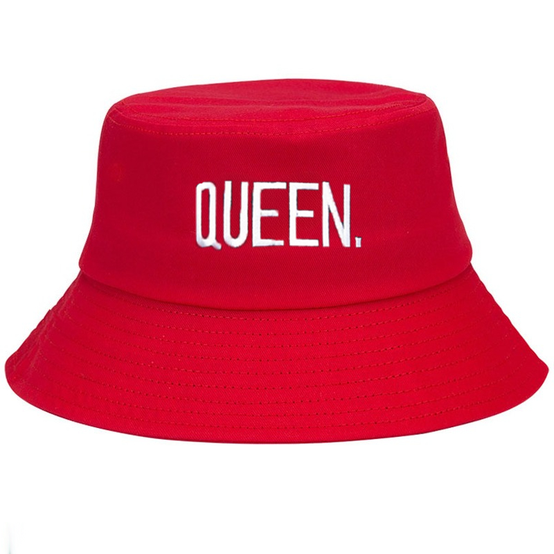 Bucket Hat Embroidered - カスタマイズ可能なクイーン刺繍入りバケットハット、ニューカップルレターヒップホップスタイルハット、アウトドアカジュアルコットンファッションフィッシングサンハットギフト