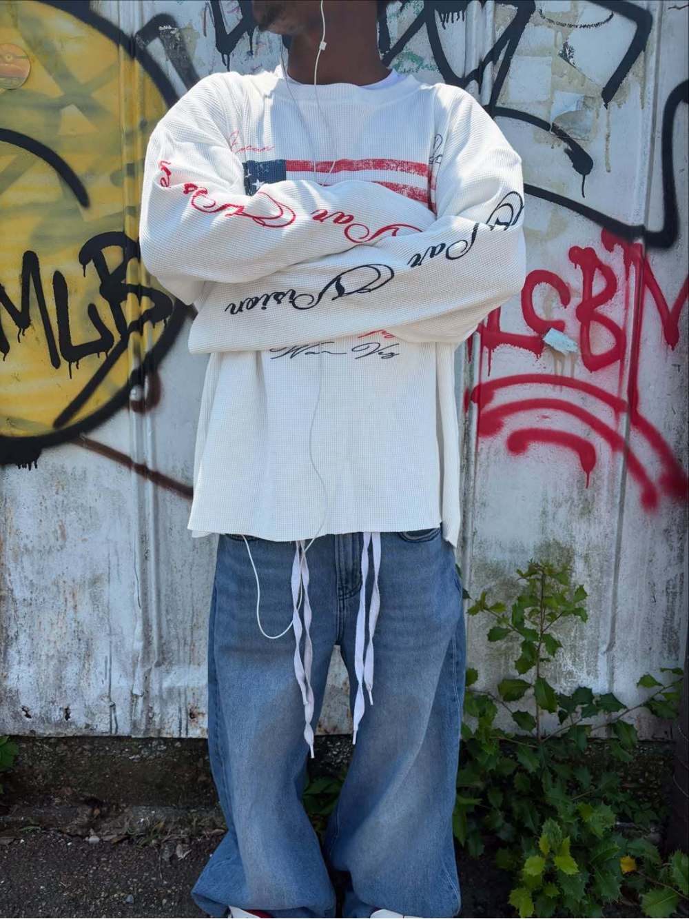 Street Fashion Us - 2026年秋新作 Y2K アメリカンレトロ フラッグプリント ワッフルスタイル トレンド