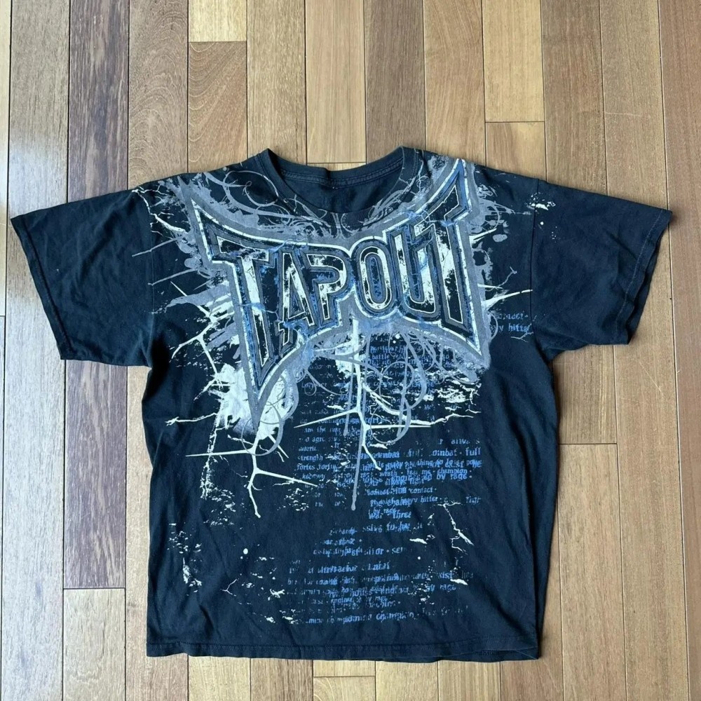 Street Fashion Graffiti - トレンドのストリートスタイル、グラフィティレターパターンのプリント入り半袖Tシャツ、ラウンドネックカジュアルトップス