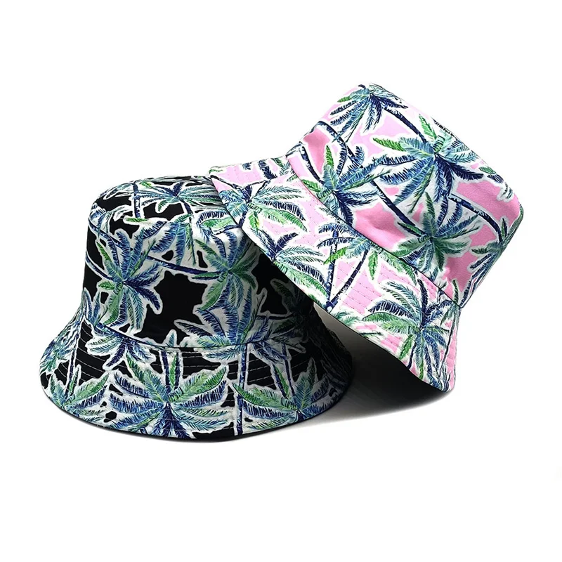 Bucket Hat Embroidered - 四季ポリエステル漫画ツリープリントバケットハットフィッシャーマンハットアウトドアトラベルサンキャップ男性と女性用
