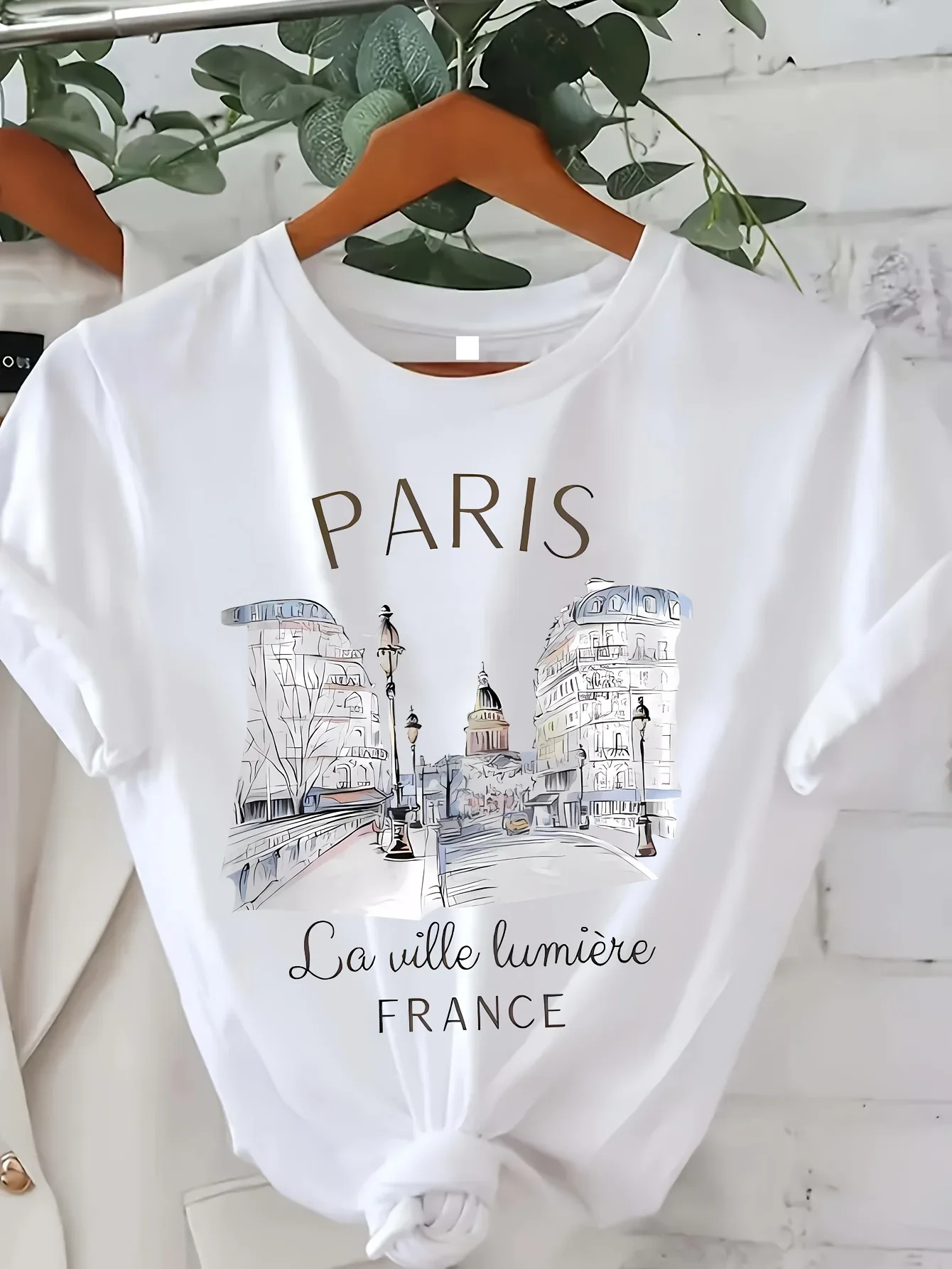 Street Fashion In Paris - Y2k Tシャツパリ女性プリント Tシャツガール半袖クルーネックカジュアルトップ夏春婦人服