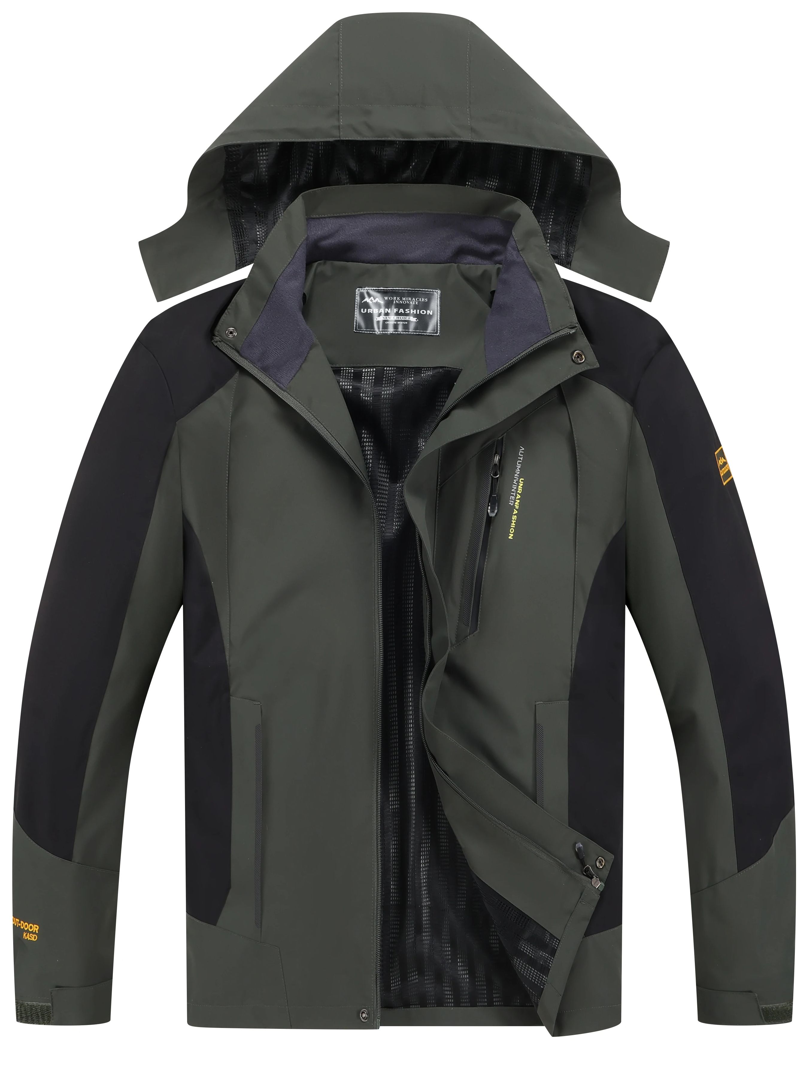 Reflective Jacket Running - メンズ防水ハイキングジャケット 大きいサイズ 防風 ウィンドブレーカー キャンプ ハンティング