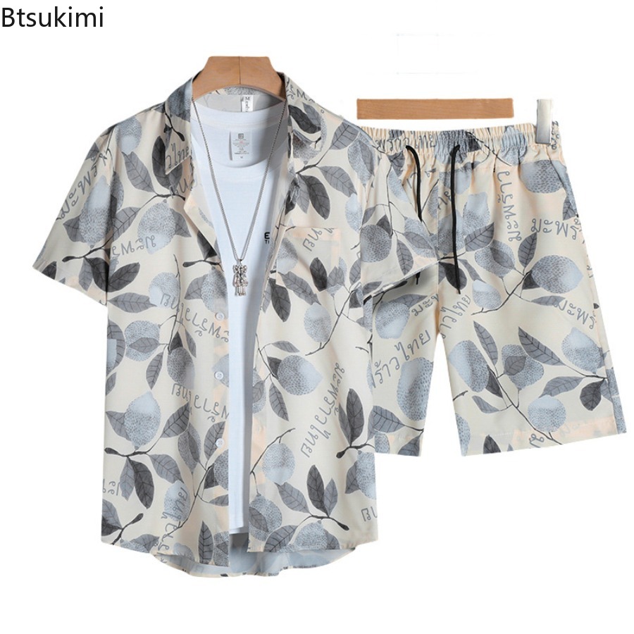 Street Fashion Men - 3Dプリントメンズ半袖シャツセット 夏ファッション カジュアル 薄手 ストリートセット 快適で通気性のあるプラスサイズビーチウェア