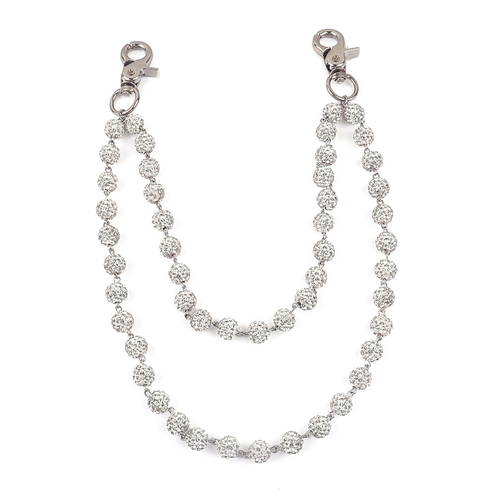 Street Fashion Jewelry - 原宿ストリートヒップホップズボンラインストーンキーホルダーヒップスターパンツ白財布ベルトチェーンロックジュエリー