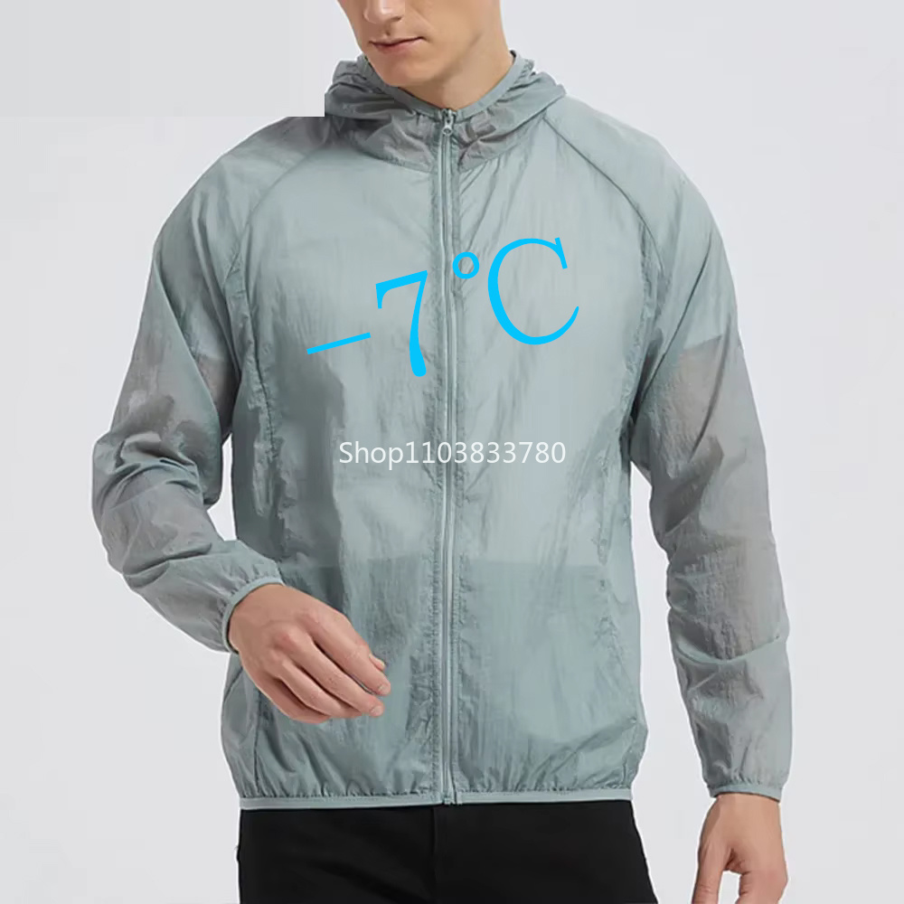 Reflective Jacket Running - メンズフード付き日焼け止めジャケット 軽量アウトドアウィンドブレーカー 速乾性 通気性 UVカットコート ハイキング