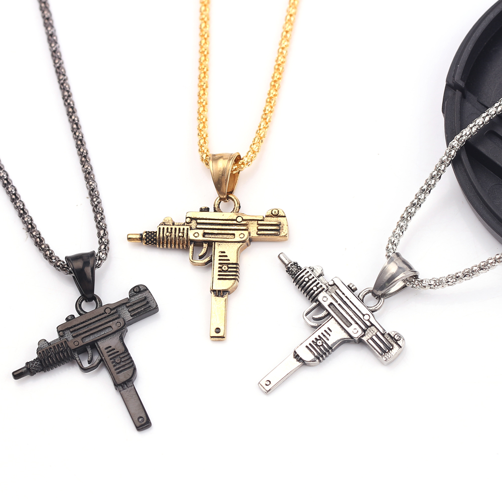 パンク・ウジ・ピストル・マシンガン・ネックレス・ペンダント  - Street Fashion Jewelry のレビューと価格