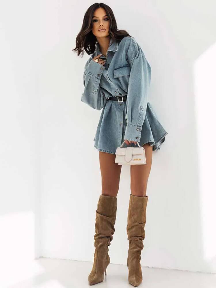 女性デニムオーバーサイズシャツジャケットヴィンテージルーズブ - Street Fashion Taiwan のレビューと価格