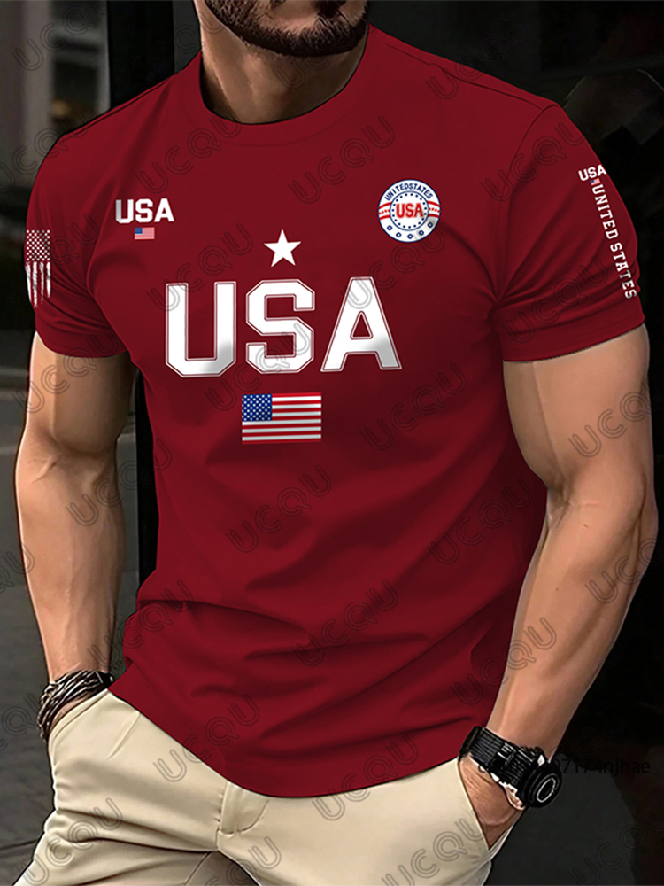 2026 新米国旗グラフィック男性サーフィン Tシャツ夏のス - Street Fashion Usa のレビューと価格