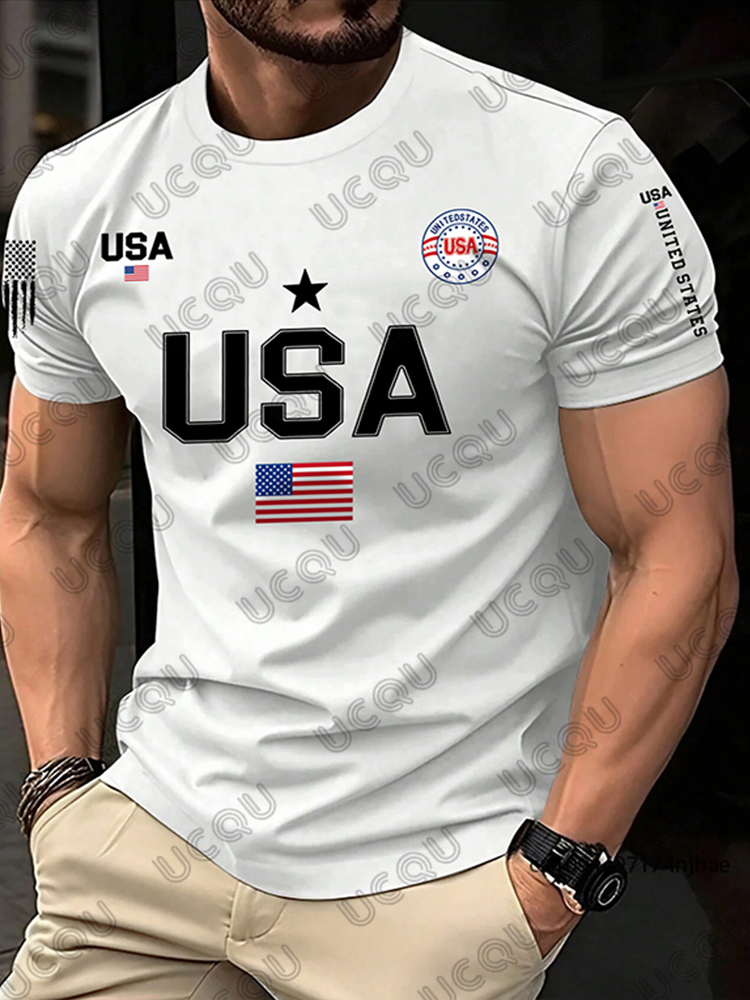 2026 新米国旗グラフィック男性サーフィン Tシャツ夏のス - Street Fashion Usa のレビューと価格