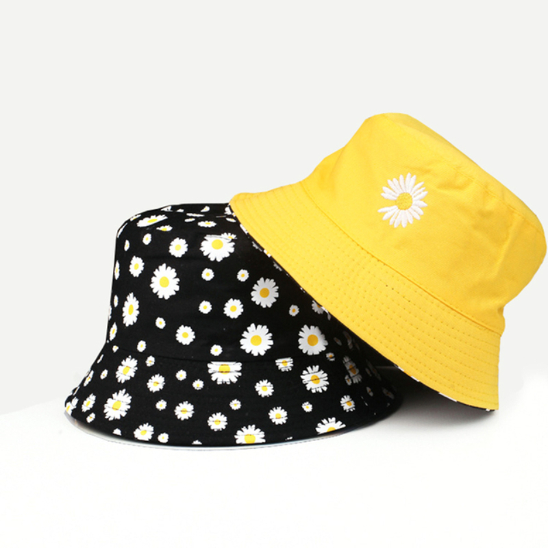 女性用デイジー刺embroideryバケットハット、ヒップホ - Bucket Hat Embroidered のレビューと価格