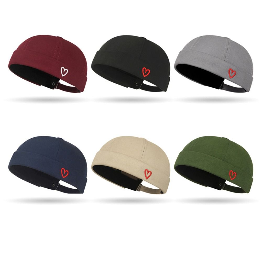 ファッション刺繍ハートブリムレスハット調節可能通気性メンズ家 - Bucket Hat Embroidered のレビューと価格