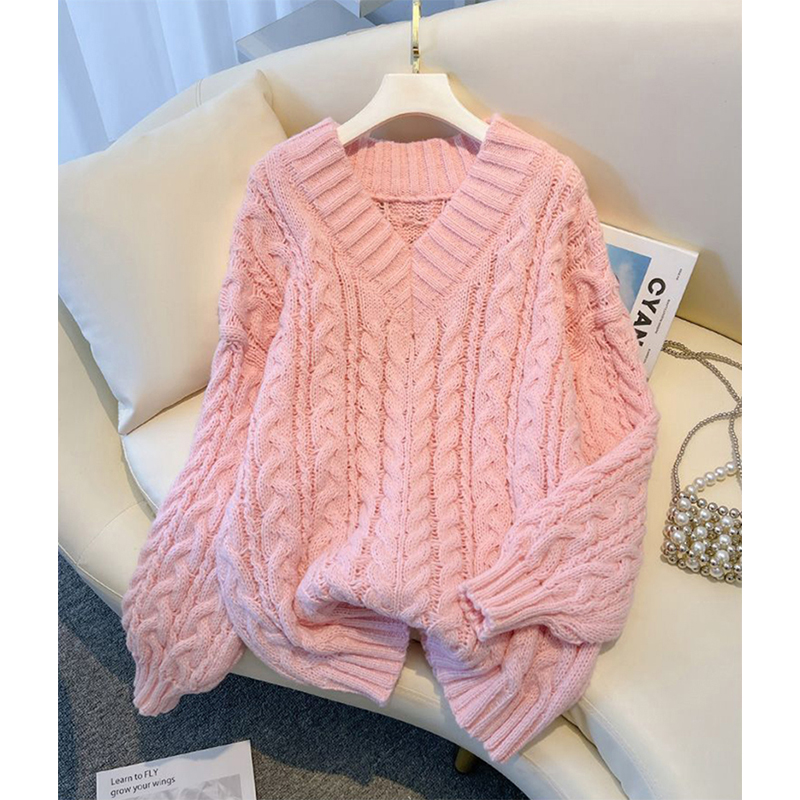 MEXZT 原宿セーター女性ファッション特大ピンク V ネッ - Street Fashion In Korea のレビューと価格