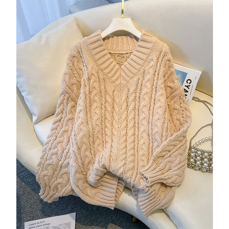 MEXZT 原宿セーター女性ファッション特大ピンク V ネッ - Street Fashion In Korea のレビューと価格
