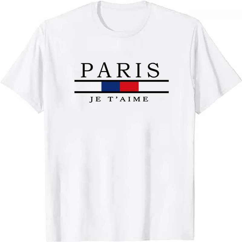 パリグラフィックプリント Tシャツ男性夏カジュアルファッショ - Street Fashion In Paris のレビューと価格