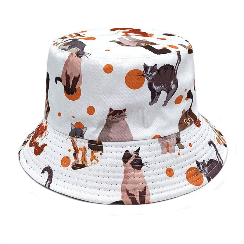 男性と女性のためのポリエステルバケットハット,猫のプリントが - Bucket Hat Embroidered のレビューと価格