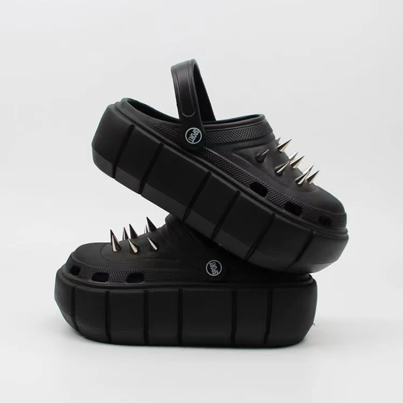 Y2K スタイルリベットホールシューズ女性の夏厚底パンクレト - Street Fashion Trends のレビューと価格