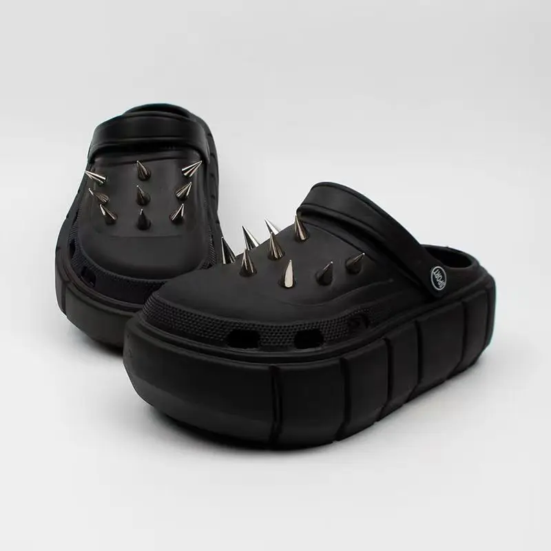 Y2K スタイルリベットホールシューズ女性の夏厚底パンクレト - Street Fashion Trends のレビューと価格