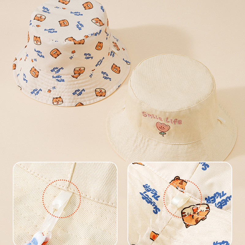 文字刺繍入りベビーバケットハット両面プリント幼児用ベビーボー - Bucket Hat Embroidered のレビューと価格