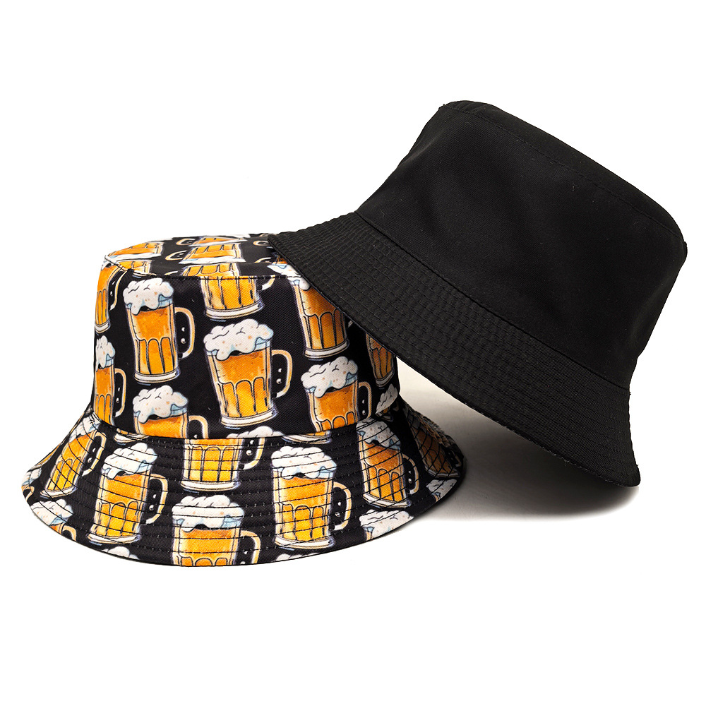 漫画ビールバケツ帽子ビール印刷パターン漁師帽子両面ポリエステ - Bucket Hat Embroidered のレビューと価格