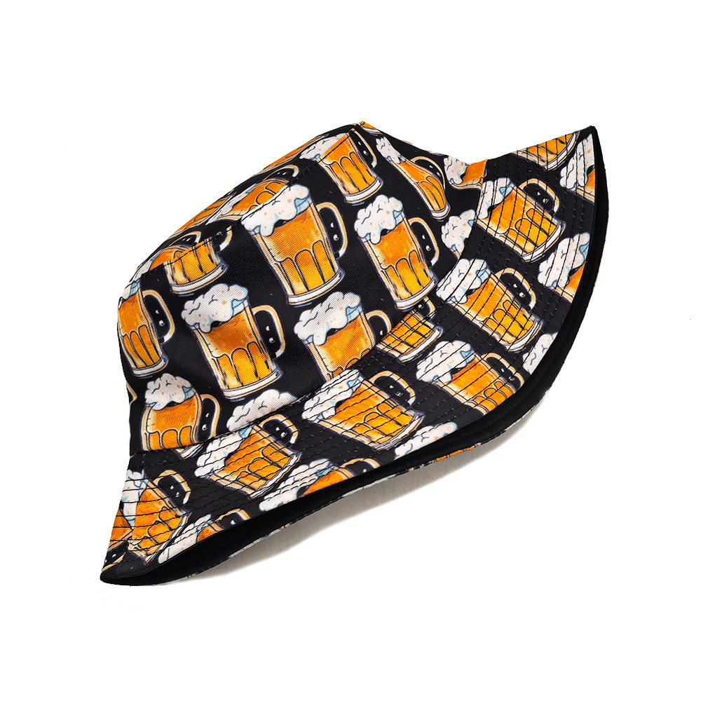 漫画ビールバケツ帽子ビール印刷パターン漁師帽子両面ポリエステ - Bucket Hat Embroidered のレビューと価格