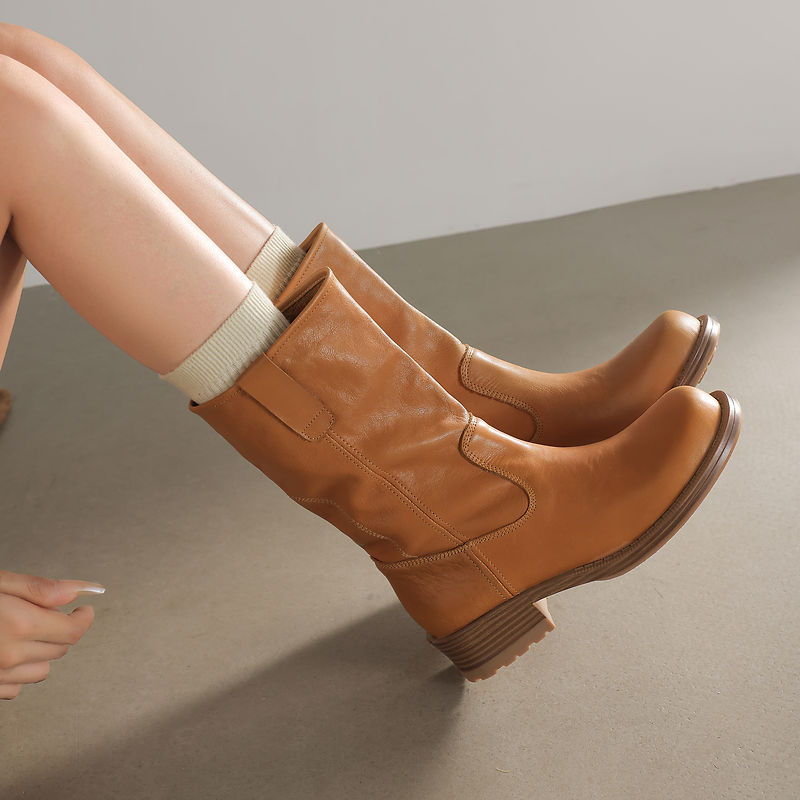 新しい 2026 トレンド女性秋本物の牛革アンクルブーツイエ - Street Fashion Trends のレビューと価格