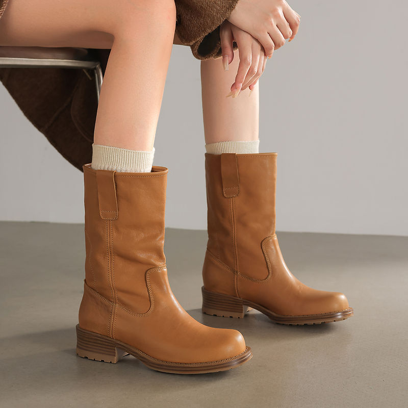 新しい 2026 トレンド女性秋本物の牛革アンクルブーツイエ - Street Fashion Trends のレビューと価格