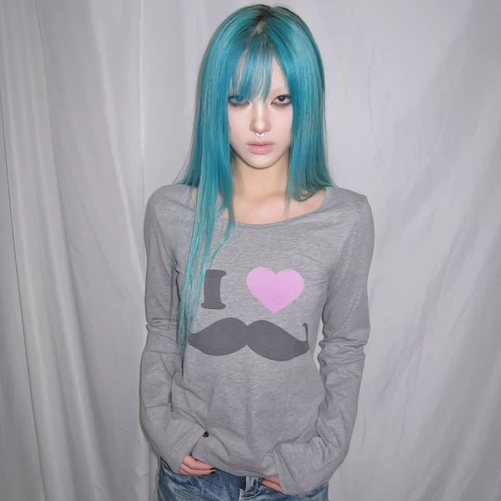 日本 Y2K ビアードプリント Tシャツ ヴィンテージ原宿長 - Street Fashion In Korea のレビューと価格