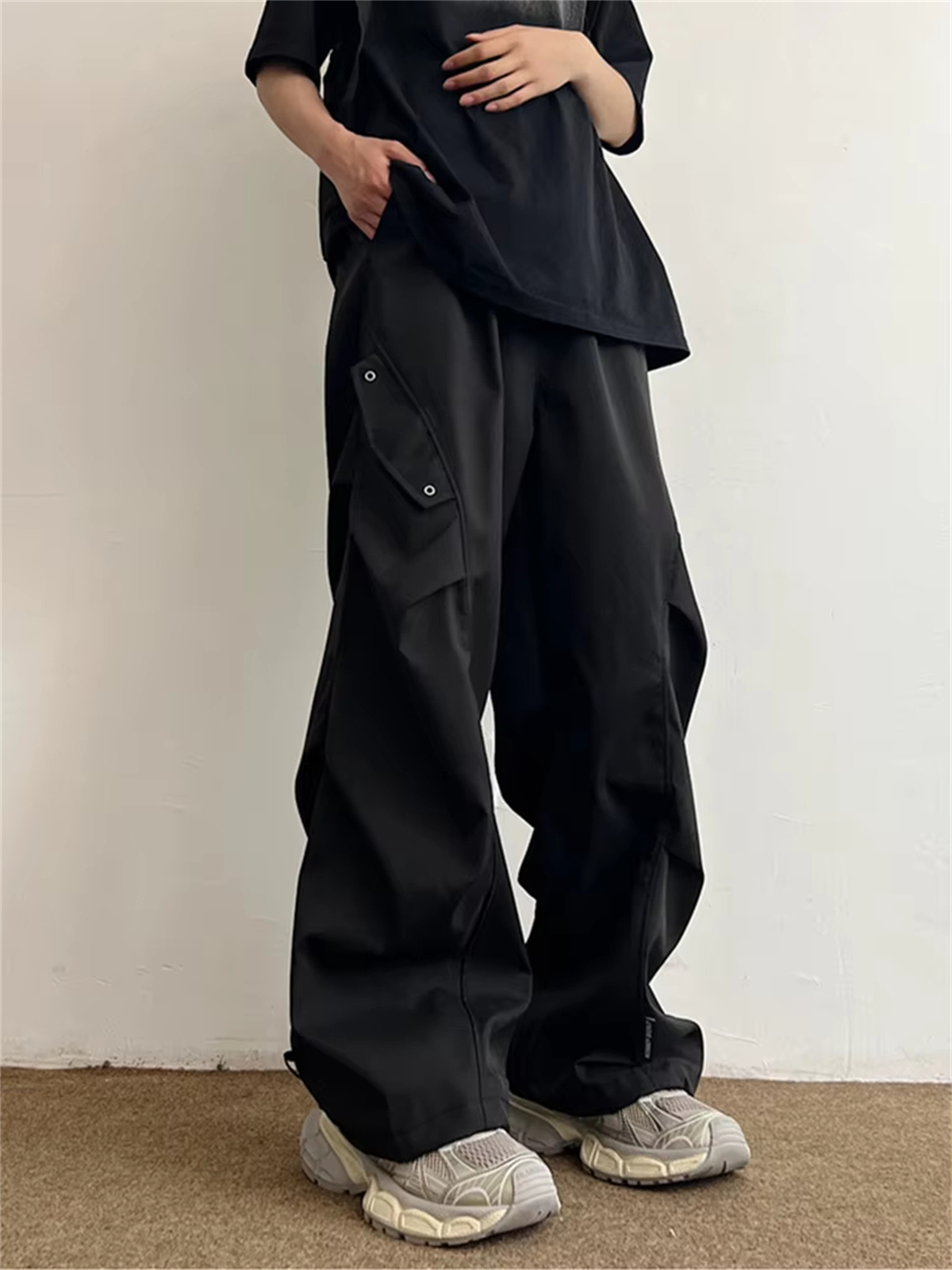 Techwear パラシュートカーゴパンツ男性ヒップホップワ - Street Fashion In Korea のレビューと価格
