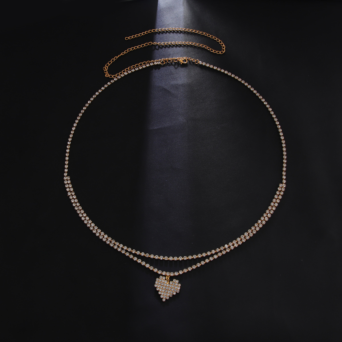 女性用ラインストーンウエストチェーン,ダブルデッキ,ハート型 - Street Fashion Jewelry のレビューと価格