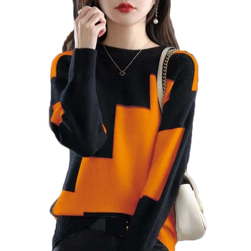 ファッション O ネックスプライシングニットカラーセーター女 - Street Fashion In Korea のレビューと価格