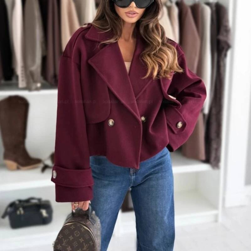 春秋通勤レディースカジュアル無地ショート丈ルーズ長袖ファッシ - Street Fashion Taiwan のレビューと価格