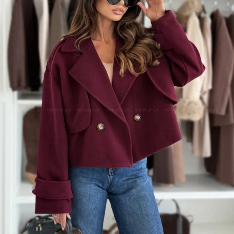 春秋通勤レディースカジュアル無地ショート丈ルーズ長袖ファッシ - Street Fashion Taiwan のレビューと価格