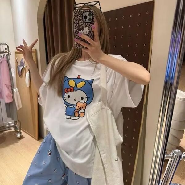 半袖ハローキティプリント Tシャツサンリオレディース夏新作ル - Street Fashion Us のレビューと価格