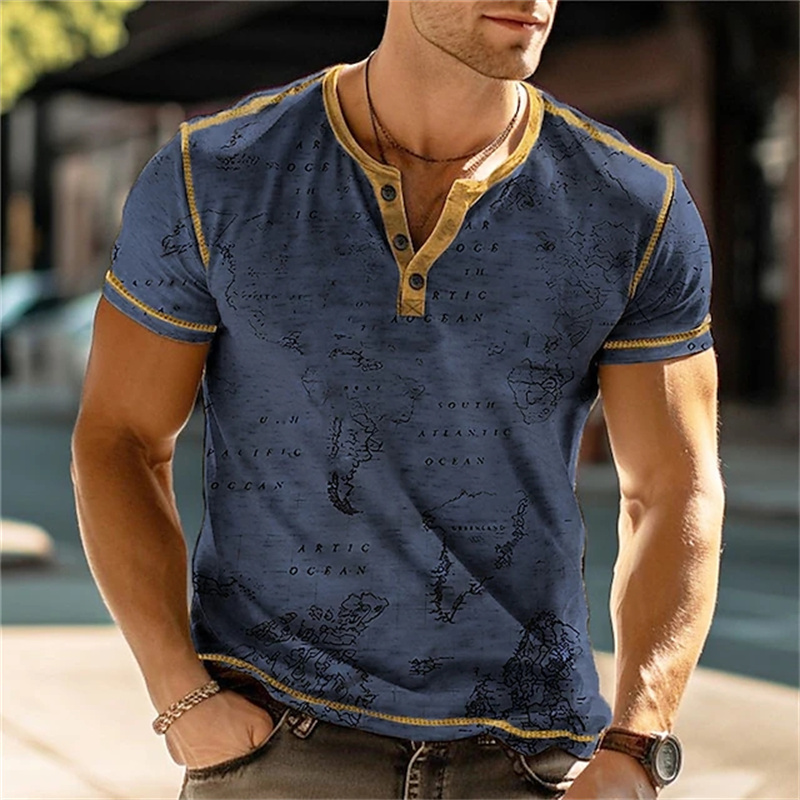 メンズヘンリーシャツ 面白い3DプリントTシャツ ストリート - Street Fashion Men のレビューと価格