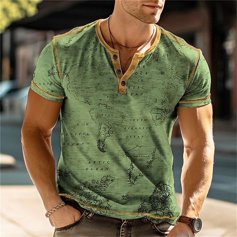 メンズヘンリーシャツ 面白い3DプリントTシャツ ストリート - Street Fashion Men のレビューと価格