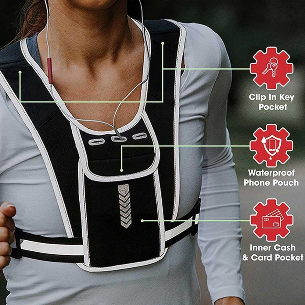 男性と女性のための電話ホルダー付きランニングベスト,防水携帯 - Reflective Jacket Running のレビューと価格