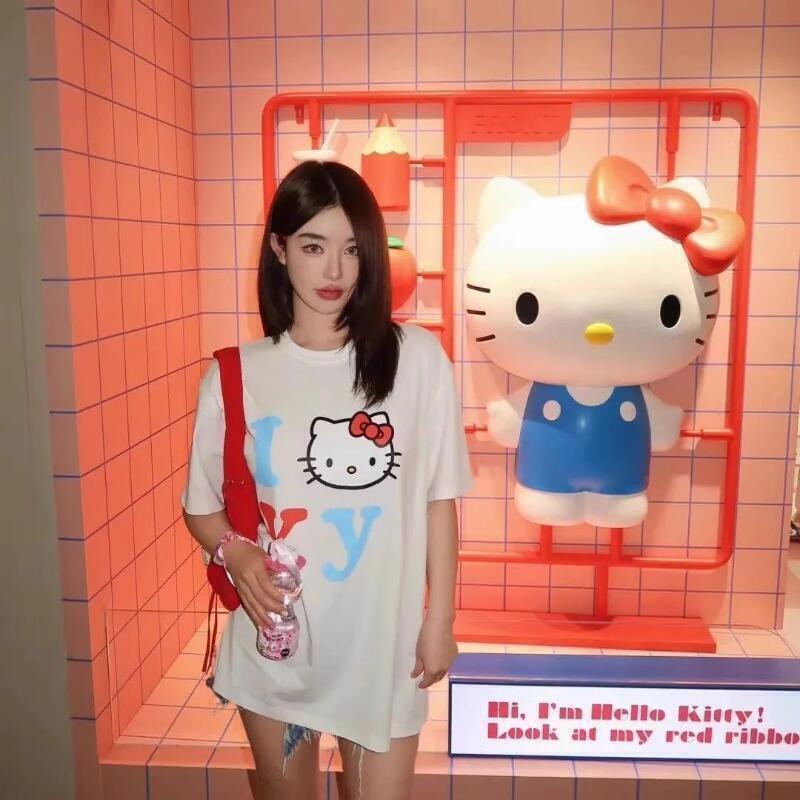 半袖サンリオ夏用純綿ユニセックスTシャツハローキティトレンデ - Street Fashion Us のレビューと価格