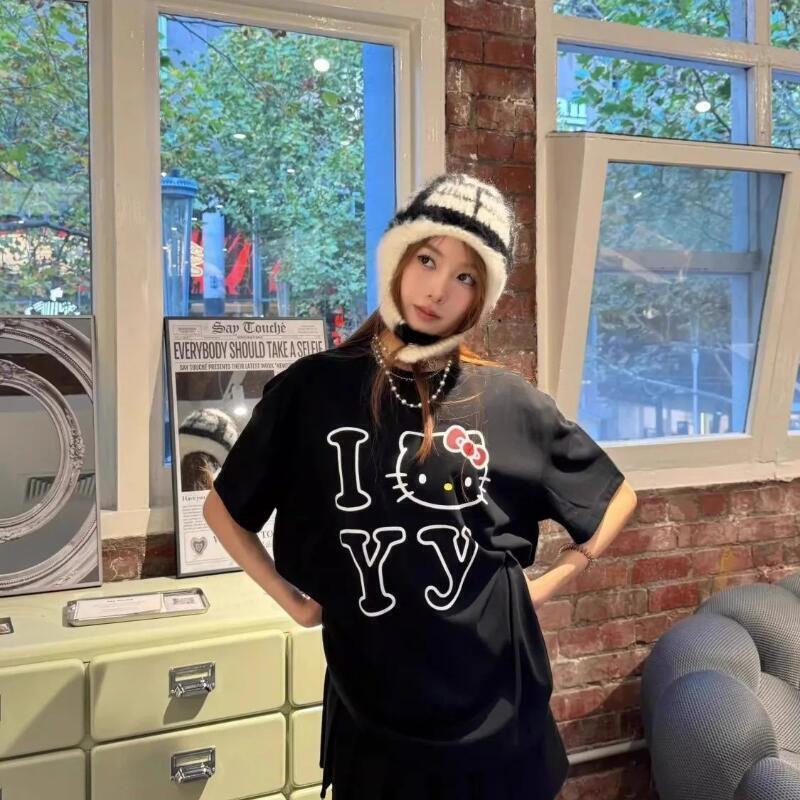 半袖サンリオ夏用純綿ユニセックスTシャツハローキティトレンデ - Street Fashion Us のレビューと価格