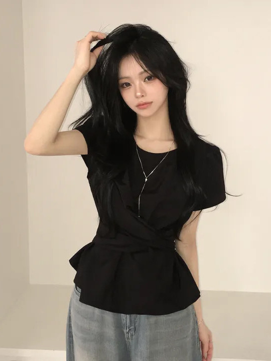 ファッショナブルでシックなウエストを締めるベルト付きシンプル - Street Fashion In Korea のレビューと価格