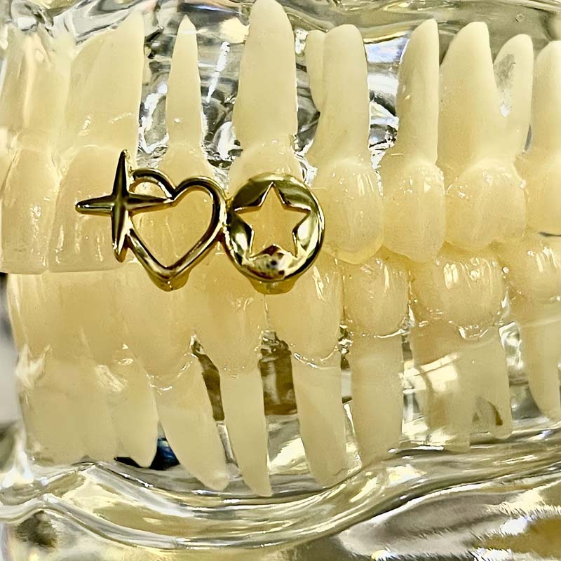 パンクヒップホップ ホローハート歯キャップ 女性男性用 ヴィ - Street Fashion Jewelry のレビューと価格