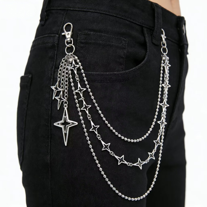 女性パンクヒップホップ多層スターペンダントウエストチェーント - Street Fashion Jewelry のレビューと価格