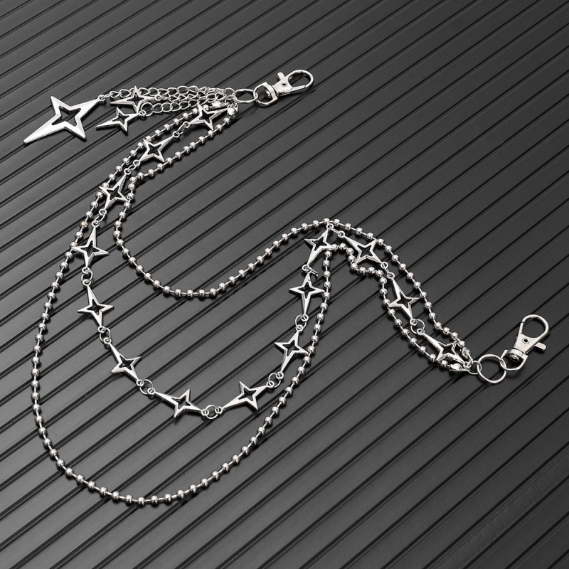女性パンクヒップホップ多層スターペンダントウエストチェーント - Street Fashion Jewelry のレビューと価格