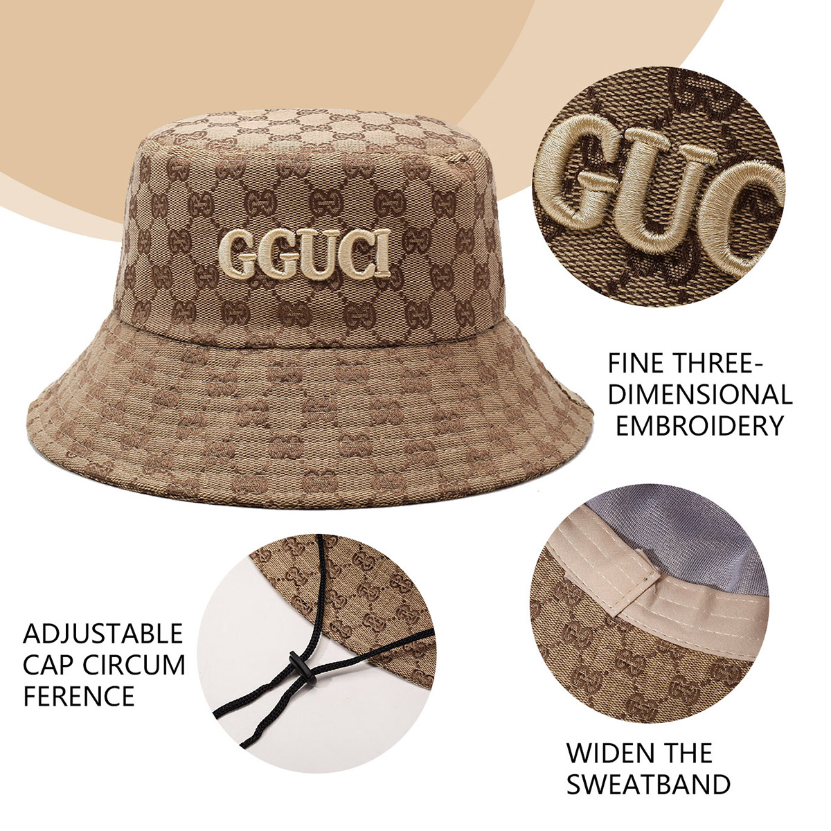 ユニセックス黒と白の刺繍文字パーソナライズされたバケットハッ - Bucket Hat Embroidered のレビューと価格