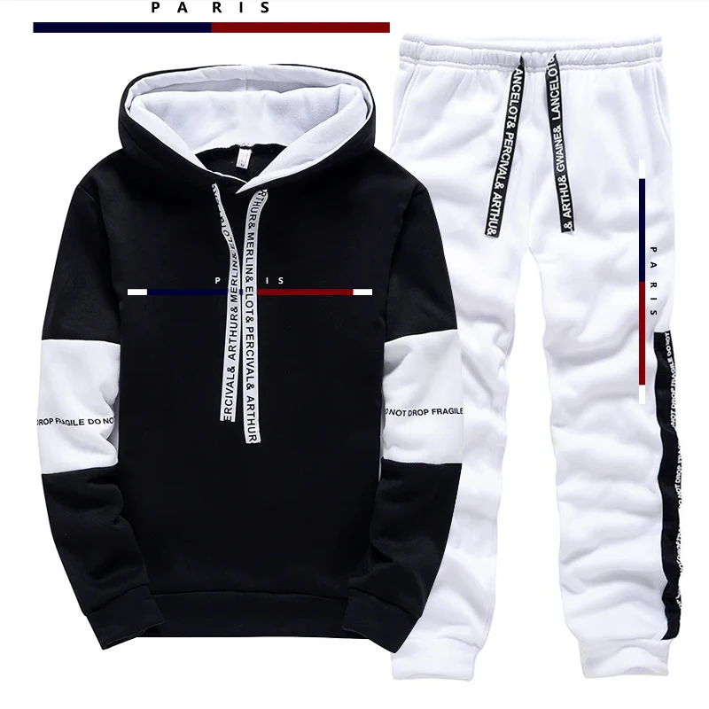 パリファッションプリントメンズセット/パーカー/パンツ秋のデ - Street Fashion Men のレビューと価格
