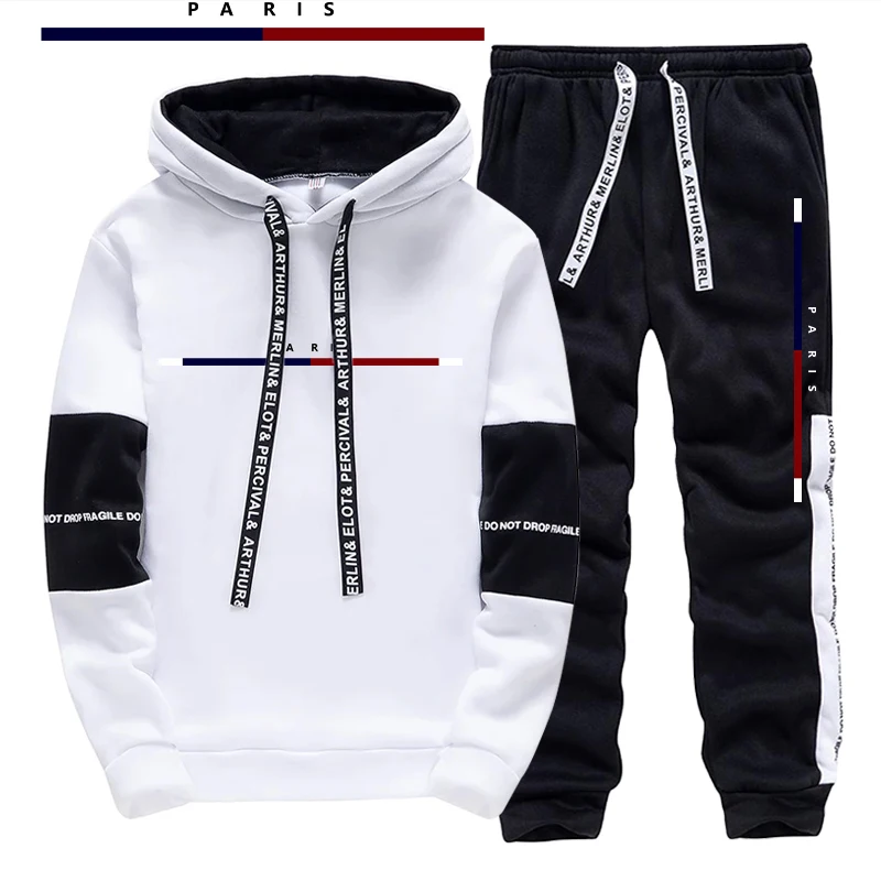 パリファッションプリントメンズセット/パーカー/パンツ秋のデ - Street Fashion Men のレビューと価格