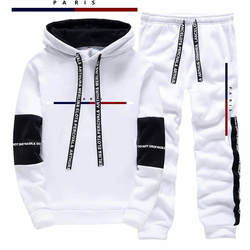 パリファッションプリントメンズセット/パーカー/パンツ秋のデ - Street Fashion Men のレビューと価格